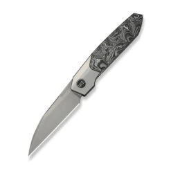 WE Brr15 Folding Knife Gray Titanium/Aluminum Foil Carbon Fiber Handle M390 Plain Edge Stonewash Finish WE24007-2