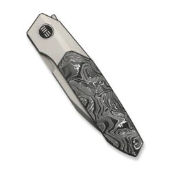 WE Brr15 Folding Knife Gray Titanium/Aluminum Foil Carbon Fiber Handle M390 Plain Edge Stonewash Finish WE24007-2 -We Knife Clipping Path Brr15 WE24007 2 4 17695.1746804284