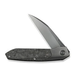 WE Brr15 Folding Knife Gray Titanium/Shredded Carbon Fiber Handle M390 Plain Edge Polished Grey Finish WE24007-3 -We Knife Clipping Path Brr15 WE24007 3 3 49766.1746804645