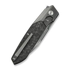 WE Brr15 Folding Knife Gray Titanium/Shredded Carbon Fiber Handle M390 Plain Edge Polished Grey Finish WE24007-3 -We Knife Clipping Path Brr15 WE24007 3 5 63743.1746804645