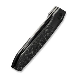 WE Brr15 Folding Knife Gray Titanium/Shredded Carbon Fiber Handle M390 Plain Edge Polished Grey Finish WE24007-3 -We Knife Clipping Path Brr15 WE24007 3 6 17772.1746804645