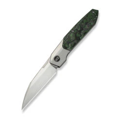 WE Brr15 Folding Knife Gray Titanium/Jungle Wear Fat Carbon Handle M390 Plain Edge Hand Rubbed Satin Finish WE24007-4