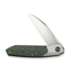 WE Brr15 Folding Knife Gray Titanium/Jungle Wear Fat Carbon Handle M390 Plain Edge Hand Rubbed Satin Finish WE24007-4 -We Knife Clipping Path Brr15 WE24007 4 3 60042.1746807071