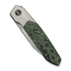 WE Brr15 Folding Knife Gray Titanium/Jungle Wear Fat Carbon Handle M390 Plain Edge Hand Rubbed Satin Finish WE24007-4 -We Knife Clipping Path Brr15 WE24007 4 4 09519.1746807071