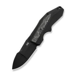 WE Coral Folding Knife Black Titanium/Aluminum Foil Carbon Fiber Handle 20CV Plain Edge Black Stonewash Finish WE24044-1