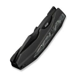 WE Coral Folding Knife Black Titanium/Aluminum Foil Carbon Fiber Handle 20CV Plain Edge Black Stonewash Finish WE24044-1 -We Knife Clipping Path Coral WE24044 1 6 56825.1749234595
