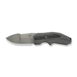 WE Coral Folding Knife Gray Titanium/Marble Carbon Fiber Handle 20CV Plain Edge Gray Stonewash Finish WE24044-2