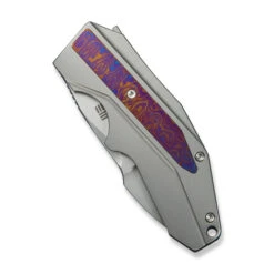 WE Coral Folding Knife Polished Bead Blast Titanium/Timascus Handle 20CV Plain Edge Polsihed Beadblast Finish WE24044-4 -We Knife Clipping Path Coral WE24044 4 4 48169.1749566037
