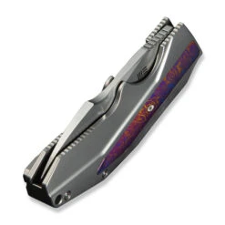 WE Coral Folding Knife Polished Bead Blast Titanium/Timascus Handle 20CV Plain Edge Polsihed Beadblast Finish WE24044-4 -We Knife Clipping Path Coral WE24044 4 6 49023.1749566037