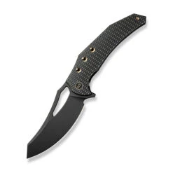 WE Epaulette Folding Knife Black Titanium Handle M390 Plain Edge Black Stonewash Finish WE24024-1