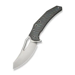 WE Epaulette Folding Knife Tiger Stripe Flame Titanium Handle M390 Plain Edge Satin Finish WE24024-2