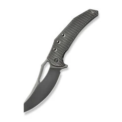 WE Epaulette Folding Knife Polished Gray Titanium Handle M390 Plain Edge Poished Gray Finish WE24024-4