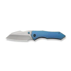 WE High-Fin XL Folding Knife Diamond Blue Titanium Handle 20CV Plain Edge Stonewash Finish WE24010-2 -We Knife Clipping Path High Fin XL WE24010 2 8 00636.1732219761
