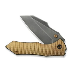 WE High-Fin XL Folding Knife Diamond Golden Polish Titanium Handle 20CV Plain Edge Polsihed Gray Finish WE24010-3 -We Knife Clipping Path High Fin XL WE24010 3 3 96714.1732220678