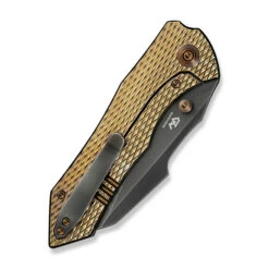 WE High-Fin XL Folding Knife Diamond Golden Polish Titanium Handle 20CV Plain Edge Polsihed Gray Finish WE24010-3 -We Knife Clipping Path High Fin XL WE24010 3 5 77195.1732220678