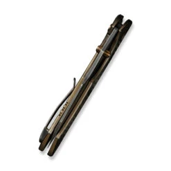 WE High-Fin XL Folding Knife Diamond Golden Polish Titanium Handle 20CV Plain Edge Polsihed Gray Finish WE24010-3 -We Knife Clipping Path High Fin XL WE24010 3 6 59329.1732220678