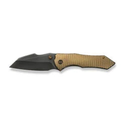 WE High-Fin XL Folding Knife Diamond Golden Polish Titanium Handle 20CV Plain Edge Polsihed Gray Finish WE24010-3 -We Knife Clipping Path High Fin XL WE24010 3 8 57453.1732220678