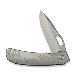 WE Inmate Folding Knife Gray Raindrop Titanium Handle 20CV Plain Edge Stonewash Finish WE23096B-1 -We Knife Clipping Path Inmate WE23096B 1 3 91729.1749226735