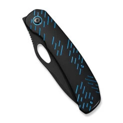 WE Inmate Folding Knife Black/Blue Raindrop Titanium Handle 20CV Plain Edge Black Stonewash Finish WE23096B-2 -We Knife Clipping Path Inmate WE23096B 2 4 02921.1749231515