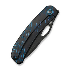 WE Inmate Folding Knife Black/Blue Raindrop Titanium Handle 20CV Plain Edge Black Stonewash Finish WE23096B-2 -We Knife Clipping Path Inmate WE23096B 2 5 13915.1749231515