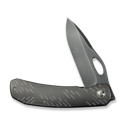 WE Inmate Folding Knife Gray/Satin Raindrop Titanium Handle 20CV Plain Gray Blade WE23096B-4 -We Knife Clipping Path Inmate WE23096B 4 3 49182.1749234168