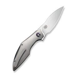 WE Krait Snake Folding Knife Gray Titanium Handle M390 Plain Edge Hand Rubbed Satin Finish WE24084-2