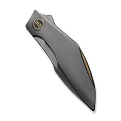 WE Krait Snake Folding Knife Polished Gray Titanium Handle M390 Plain Edge Polished Gray Finish WE24084-3 -We Knife Clipping Path Krait Snake WE24084 3 4 36761.1754494873