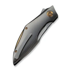 WE Krait Snake Folding Knife Polished Gray Titanium Handle M390 Plain Edge Polished Gray Finish WE24084-3 -We Knife Clipping Path Krait Snake WE24084 3 5 42978.1754494873
