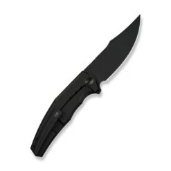 WE Kyklos Folding Knife Black Titanium Handle M390 Plain Edge Black Stonewash Finish WE23086-1 -We Knife Clipping Path Kyklos WE23086 1 2 11267.1746744250
