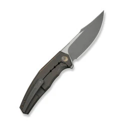 WE Kyklos Folding Knife Bronze Titanium Handle M390 Plain Edge Grey Stonewash/Satin Flat Finish WE23086-2 -We Knife Clipping Path Kyklos WE23086 2 2 41892.1746745473