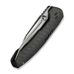 WE Micro Trogon Folding Knife Tiger Stripe Flame Titanium Handle M390 Plain Edge Satin Finish WE24043-3 -We Knife Clipping Path Micro Trogon WE24043 36 18003.1744810159