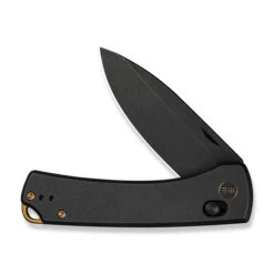 WE Nightblade Folding Knife Black Titanium Handle 20CV Plain Edge Black Stonewash Finish WE22046-1 -We Knife Clipping Path Nightblade WE22046 1 3 41614.1732586817