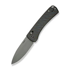 WE Nightblade Folding Knife Tiger Stripe Flamed Titanium Handle 20CV Plain Edge Gray Stonewash Finish WE22046-3