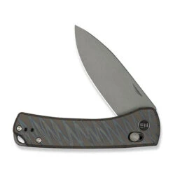 WE Nightblade Folding Knife Tiger Stripe Flamed Titanium Handle 20CV Plain Edge Gray Stonewash Finish WE22046-3 -We Knife Clipping Path Nightblade WE22046 3 3 53242.1732588689