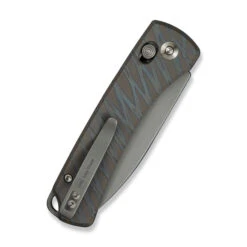 WE Nightblade Folding Knife Tiger Stripe Flamed Titanium Handle 20CV Plain Edge Gray Stonewash Finish WE22046-3 -We Knife Clipping Path Nightblade WE22046 3 5 58611.1732588689