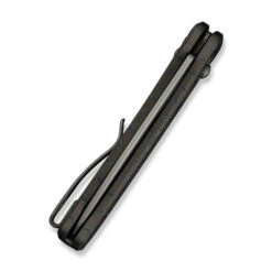 WE Nightblade Folding Knife Tiger Stripe Flamed Titanium Handle 20CV Plain Edge Gray Stonewash Finish WE22046-3 -We Knife Clipping Path Nightblade WE22046 3 6 45751.1732588689