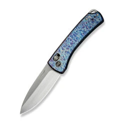 WE Nightblade Folding Knife Flamed Titanium Handle 20CV Plain Edge Hand Rubbed Satin Finish WE22046-4