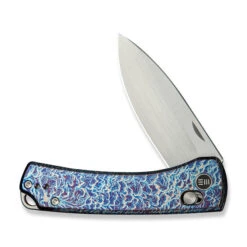 WE Nightblade Folding Knife Flamed Titanium Handle 20CV Plain Edge Hand Rubbed Satin Finish WE22046-4 -We Knife Clipping Path Nightblade WE22046 4 3 03608.1732589841