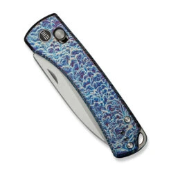 WE Nightblade Folding Knife Flamed Titanium Handle 20CV Plain Edge Hand Rubbed Satin Finish WE22046-4 -We Knife Clipping Path Nightblade WE22046 4 4 54781.1732589841