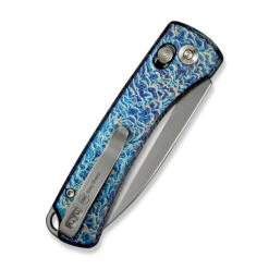 WE Nightblade Folding Knife Flamed Titanium Handle 20CV Plain Edge Hand Rubbed Satin Finish WE22046-4 -We Knife Clipping Path Nightblade WE22046 4 5 11155.1732589841