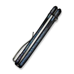 WE Nightblade Folding Knife Flamed Titanium Handle 20CV Plain Edge Hand Rubbed Satin Finish WE22046-4 -We Knife Clipping Path Nightblade WE22046 4 6 30776.1732589841