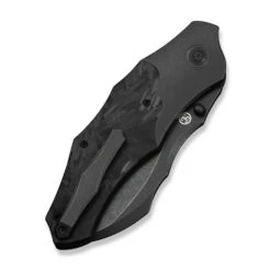 WE Orc Boss Folding Knife Black Titanium/Shredded Carbon Fiber Handle 20CV Plain Edge Black Stonewash Finish WE24042-1 -We Knife Clipping Path Orc Boss WE24042 1 5 85041.1751898139