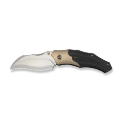 WE Orc Boss Folding Knife Champagne Titanium/Twill Carbon Fiber Handle 20CV Plain Edge Stonewash Finish WE24042-2 -We Knife Clipping Path Orc Boss WE24042 2 8 30622.1751898633