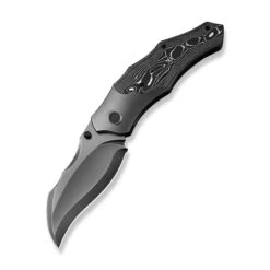 WE Orc Boss Folding Knife Polished Gray Titanium/Aluminum Foil Carbon Fiber Handle 20CV Plain Edge Polished Gray Finish WEWE24042-3