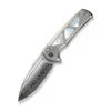 WE Sylox Folding Knife Polished Beadblast Titanium Mother Of Pearl Handle Damasteel Plain Edge WE24027-DS1 -We Knife Clipping Path Sylox WE24027 DS1 1 32925.1741371759