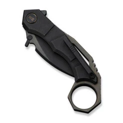 WE Tayra Folding Knife Karambit Black Titanium/Bronze Titanium Integral Backspacer & Finger Ring Handle M390 Plain Black Blade WE24069-1 -We Knife Clipping Path Tayra WE24069 1 4 51621.1752495987