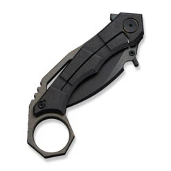 WE Tayra Folding Knife Karambit Black Titanium/Bronze Titanium Integral Backspacer & Finger Ring Handle M390 Plain Black Blade WE24069-1 -We Knife Clipping Path Tayra WE24069 1 5 81785.1752495987