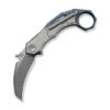 WE Tayra Folding Knife Karambit Gray Titanium/Blue Titanium Integral Backspacer & Finger Ring Handle M390 Plain Edge Stonewash Finish WE24069-2 -We Knife Clipping Path Tayra WE24069 2 1 40703.1752496042
