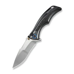 (Pre-Order Ships 9/25) WE Tighe Down Folding Knife Polished Gray Orange Peel Titanium/Rose Carbon Fiber Handle M390 Drop Point Plain Edge Hand Rubbed Satin Finish WE24054-2