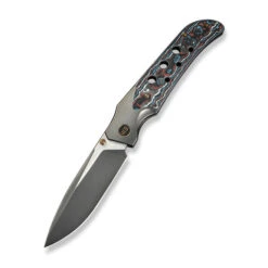 WE Guthrie Folding Knife Gray Titanium/Nebula Fat Carbon Fiber Handle 20CV Plain Edge Polished Gray/Satin Flat Finish WE23072B-3